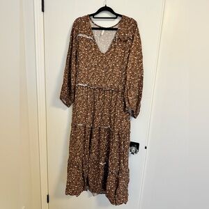 Brown Floral Women's Dress